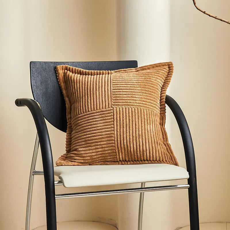 Solid Christmas Corduroy Cushion Cover with Stripes